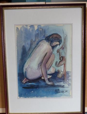 HERREMAN LODE, naakt, aquarel 1975 beschikbaar voor biedingen