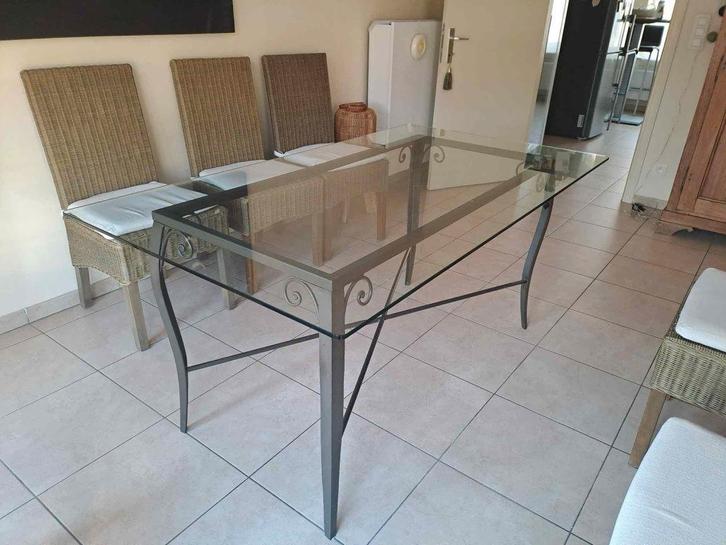 Table en verre, Huis en Inrichting, Tafels | Eettafels, Gebruikt, Glas, Ophalen
