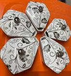 Ensemble de 5 plats hexagonaux vintage avec couvercles, Enlèvement ou Envoi, Argent