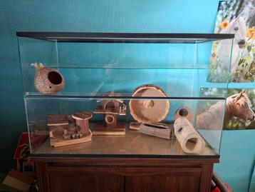 Glazen terrarium, 3 verdiepen, met toebehoren bij., Enlèvement ou Envoi, Utilisé, Hamster