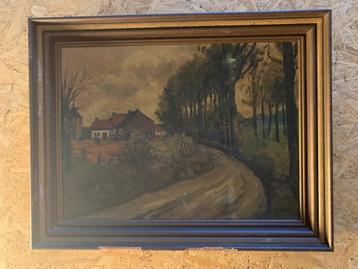 Vintage  landelijke op doek schilderij beschikbaar voor biedingen