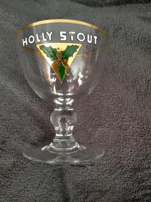 Mooi oud glas bierglas   Holly Stout   Emaille, Collections, Marques de bière, Enlèvement ou Envoi