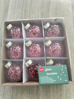 HEMA 9 kleine glazen kerstballen (met glittersterren), Nieuw, Ophalen of Verzenden