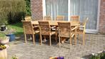 Teak tuintafel 240x100 met 8 stapelstoelen, Ophalen, Nieuw