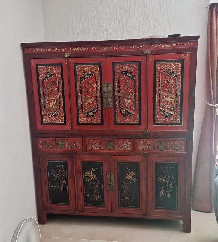 Antieke Chinese kast met prachtige details, Antiek en Kunst, Kunst | Niet-Westerse kunst, Ophalen of Verzenden