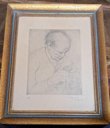 Eau forte epreuve d artiste signe eugene van mieghem  beschikbaar voor biedingen