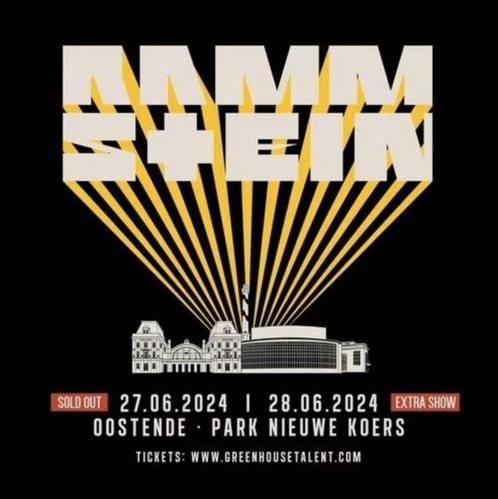 Place de concert Rammstein Ostende 27/06/2024, Tickets en Kaartjes, Concerten | Rock en Metal, Eén persoon, Juni, Hard Rock of Metal