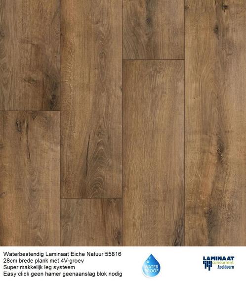 Waterbestendig Laminaat Eiche Natuur Grau 55816 28,2cm brede, Huis en Inrichting, Stoffering | Vloerbedekking, Nieuw, Laminaat