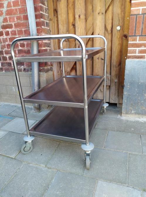 service wagen  INOX  (VERKOCHT), Huis en Inrichting, Tafels | Sidetables, Zo goed als nieuw, Ophalen
