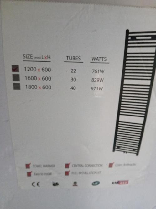 radiateur sèche serviette gris anthracite, Doe-het-zelf en Bouw, Verwarming en Radiatoren, Nieuw, Radiator, 500 tot 800 watt, 80 cm of meer