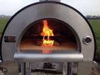 RVS houtgestookte pizzaoven op wielen met stenen bakbodem, Ophalen, Gebruikt