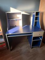 Bureau hout - blauw gelakt, Huis en Inrichting, Bureaus, Ophalen, Zo goed als nieuw, Bureau