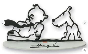 Kuifje:  HOMMAGE aan Herge - silhouette in metaal 28cm beschikbaar voor biedingen