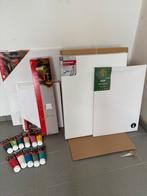 Set van schildersdoeken met verf en schilder ezeltje, Hobby en Vrije tijd, Schilderen, Ophalen, Zo goed als nieuw