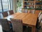 Massief teak tafel 170 x 170 + 8 stoelen, Huis en Inrichting, Tafels | Eettafels, Ophalen, 150 tot 200 cm, Vierkant, Zo goed als nieuw