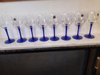8 vintage Luminarc France wijnglazen met kobaltblauwe stelen, Ophalen