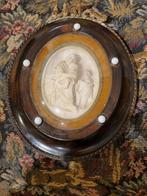 Ancien petit cadre religieux bois et cuivre 16 x 14 cm, Antiquités & Art, Enlèvement ou Envoi