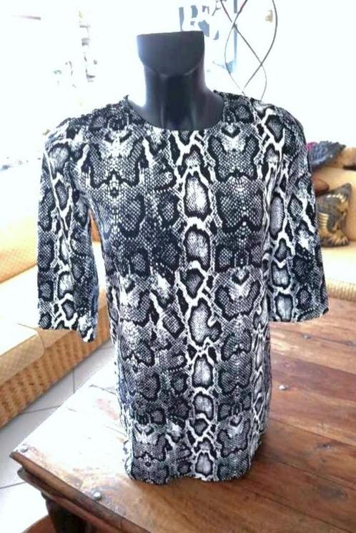 tijger of luipaard leuke jurk, Kleding | Dames, Jurken, Zo goed als nieuw, Maat 36 (S), Zwart, Onder de knie, Ophalen of Verzenden
