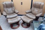 2 relax zetels STRESSLESS + 2 voetenbanken zeer mooie staat, Huis en Inrichting, Zetels | Zetels, Ophalen, Eenpersoons, Hout, Zo goed als nieuw