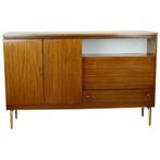 Vintage Mid Century Highboard Kast Lade en Deuren Teak Finee, Huis en Inrichting, Kasten | Dressoirs, Ophalen, Gebruikt, Metaal