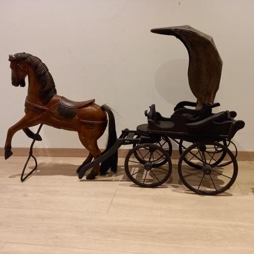 Vintage houten carrousel paard met kar, Antiek en Kunst, Curiosa en Brocante, Ophalen