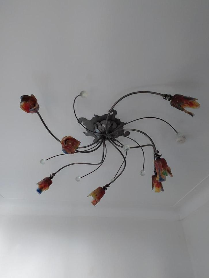 Designlamp/plafondlamp, Huis en Inrichting, Lampen | Plafondlampen, Zo goed als nieuw, Glas, Metaal, Ophalen