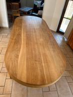 Unieke handgemaakte ovale massief eikenhouten tafel, Huis en Inrichting, Tafels | Eettafels, Eikenhout, Zo goed als nieuw, Ovaal