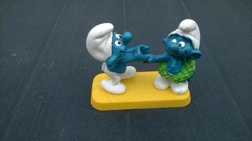 BP reclamesmurfen op gele bodem, Verzamelen, Smurfen, Gebruikt, Poppetje, Figuurtje of Knuffel, Verschillende Smurfen, Ophalen of Verzenden