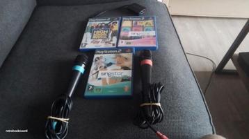 Singstar Playstation 2 met 2 microfoons en 3 games  beschikbaar voor biedingen