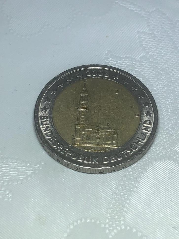 Gebruikte Duitse J herdenkingsmunt van 2 euro 2008., Postzegels en Munten, Munten | Europa | Euromunten, Losse munt, 2 euro, Duitsland