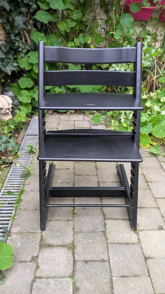 Stokke Zwarte Tripp Trapp, Kinderen en Baby's, Kinderstoelen, Gebruikt, Meegroeistoel, Ophalen of Verzenden