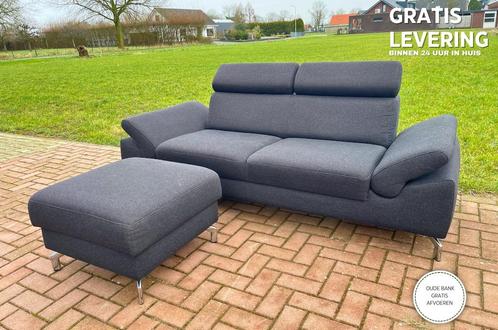 GRATIS LEVERING HEEL BE Montel 3-zits Antraciet Bankstel, Huis en Inrichting, Zetels | Zetels, Zo goed als nieuw, Rechte bank