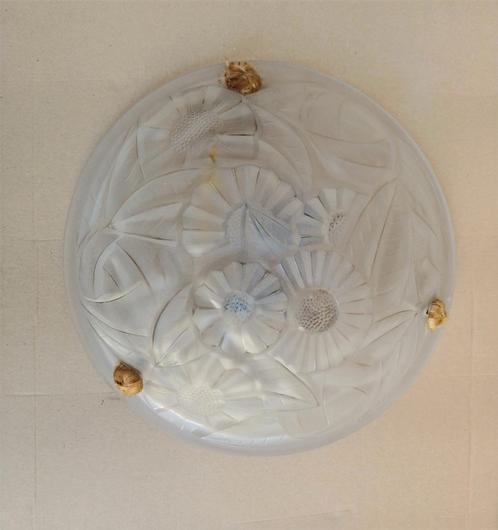 ART DECO frosted glass original luster gesigneerd DEGUE, Antiek en Kunst, Antiek | Verlichting, Ophalen of Verzenden