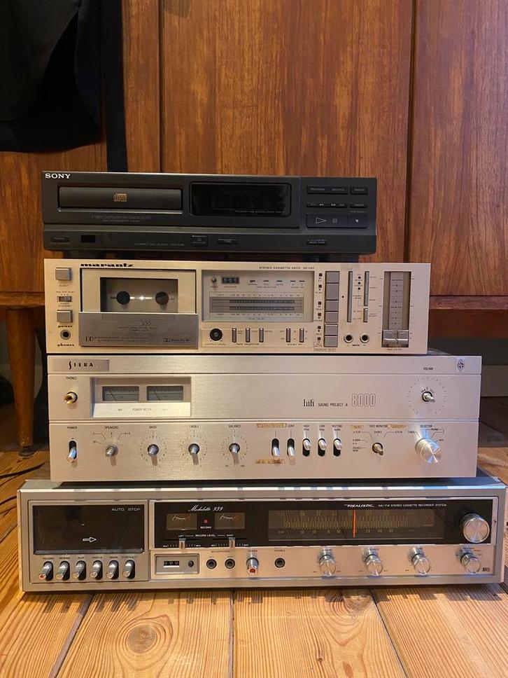 Hifi apparatuur, versterker, cd speler, cassette speler, Audio, Tv en Foto, Stereoketens, Gebruikt, Cassettedeck, Cd-speler, Tuner of Radio