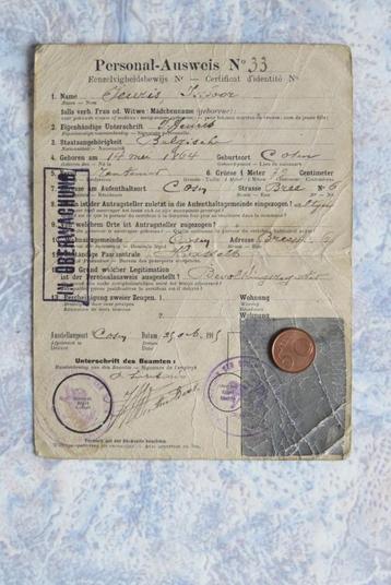 Paspoort 1914 Identiteitskaart Gorsem Nieuwerkerken Truiden