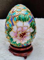 Regenboog Cloisonné Emaille Ei "Bloem"/Vintage Cloisonné uit, Ophalen of Verzenden, Brons
