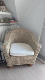 Rieten zetel met kussen in zeer goede staat, Ophalen, Gebruikt, 75 tot 100 cm, Riet of Rotan