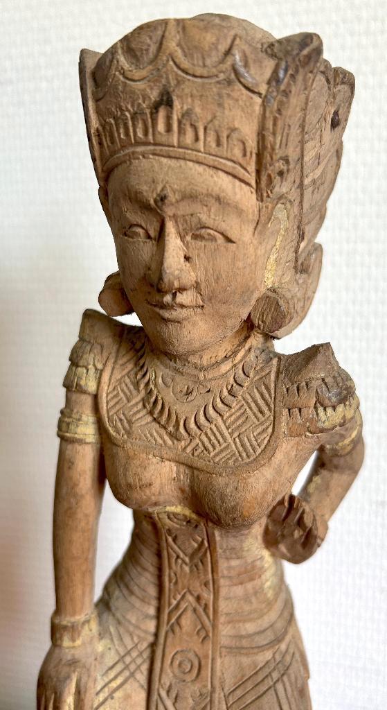 Ancienne Sculpture en Bois d'une Déesse - Bali - 1930, Antiquités & Art, Art | Art non-occidental, Enlèvement ou Envoi