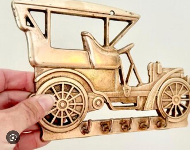 Stijlvolle vintage messing oldtimer sleutelhanger, Antiek en Kunst, Antiek | Brons en Koper, Ophalen