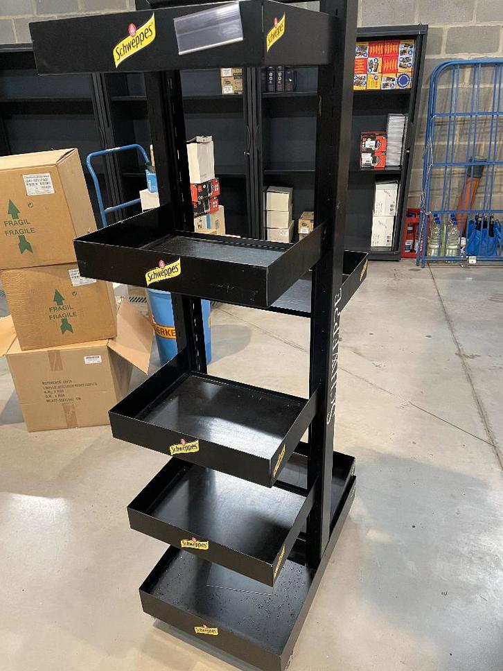 Étagère métallique industrielle Schweppes sur roulettes, Collections, Marques & Objets publicitaires, Comme neuf, Ustensile, Enlèvement