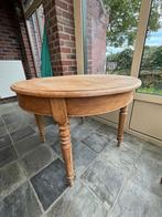 antieke ronde tafel in massief hout, Huis en Inrichting, Tafels | Eettafels, Gebruikt, Rond, Vier personen, Antiek