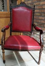 Jaren '30 stoel - Hout + Skai - authentiek-Uitstekende staat, Ophalen