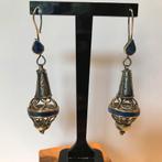 Etnische grote oorbellen met lapis steen, Handtassen en Accessoires, Oorbellen, Ophalen of Verzenden, Zo goed als nieuw
