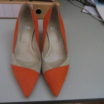Pumps Natan suéde oranje écru echt leder - maat 39 1/2 beschikbaar voor biedingen