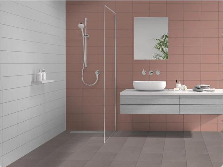 Prachtige NIEUWE badkamer tegel Bruin-Roze 15*30 45m2, Doe-het-zelf en Bouw, Tegels, Nieuw, Wandtegels, Keramiek, 20 tot 40 cm