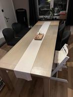 Grote eiken tafel met glasplaat, Huis en Inrichting, Ophalen, Gebruikt
