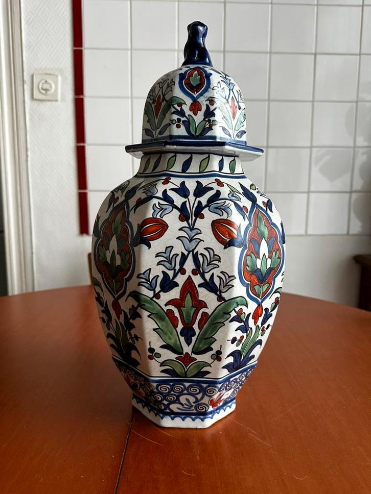 Henri Delcourt Desvres vaas 43 cm, Antiek en Kunst, Antiek | Vazen, Ophalen