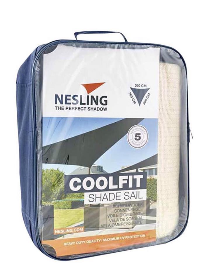 Nesling schaduwdoek driehoek + 2 Carpri palen met haken, Jardin & Terrasse, Voiles d'ombrage, Comme neuf, Enlèvement