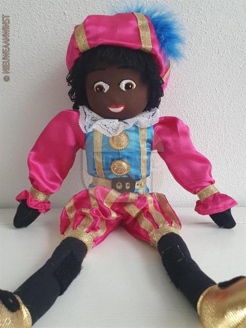 Authentieke etalage zwarte Piet pop - 45cm, roze/lichtblauw, Diversen, Sinterklaas, Zo goed als nieuw, Verzenden