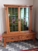 Vintage vitrine kast, 2 deuren, 2 lades., Enlèvement, Autres essences de bois, Avec tiroir(s)